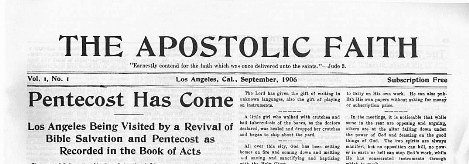 Front page of The Apostolic Faith, vol. 1, no. 1, September 1906